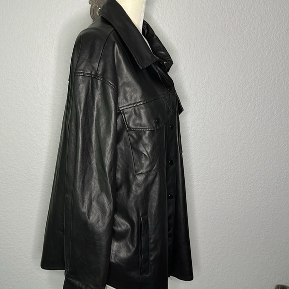 Wild Fable Women’s Black Faux Leather Snap Front Jacket Oversized Design XL - Picture 5 of 11